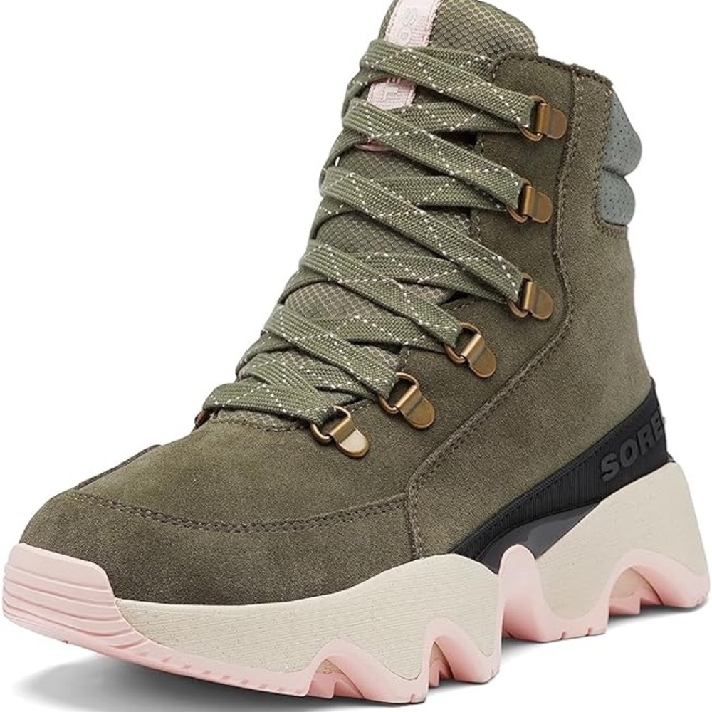 Sorel Women's Olive Boots with Pink Soles